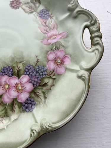 Tirschenreuth Bavaria Germany Platter Cake Plate Hand Painted Floral Design 11” - Picture 4 of 12