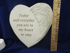 Concrete Stone Memorial Heart Remembrance of Loved Person or Pet Hand Poured