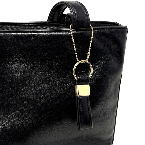 Vintage Leather Jenny Buchanan Black Handbag Purse with Matching Keychain - Picture 3 of 6