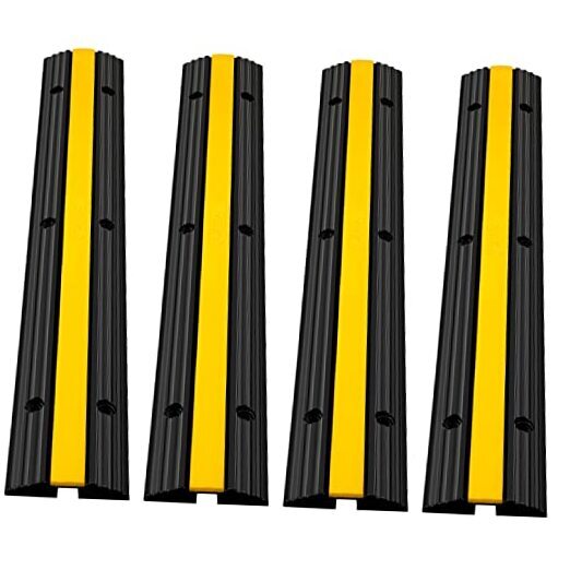 4 Pack of 1-Channel Rubber Cable Protector Ramps Heavy Duty Protective Cover