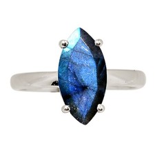 Natural Labradorite - Madagascar 925 Sterling Silver Ring Jewelry s.8 ALLR-31933