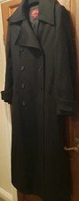 Jennyfer Women's Long Coat Black Double Breasted Size 12 Wool