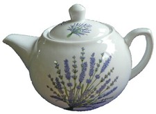 Lavender 2 cup or 6 cup white porcelain teapot -  lavender design both sides