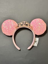Disney Parks Tiara Edition Princess Crown Pink Sequin Headband Ears