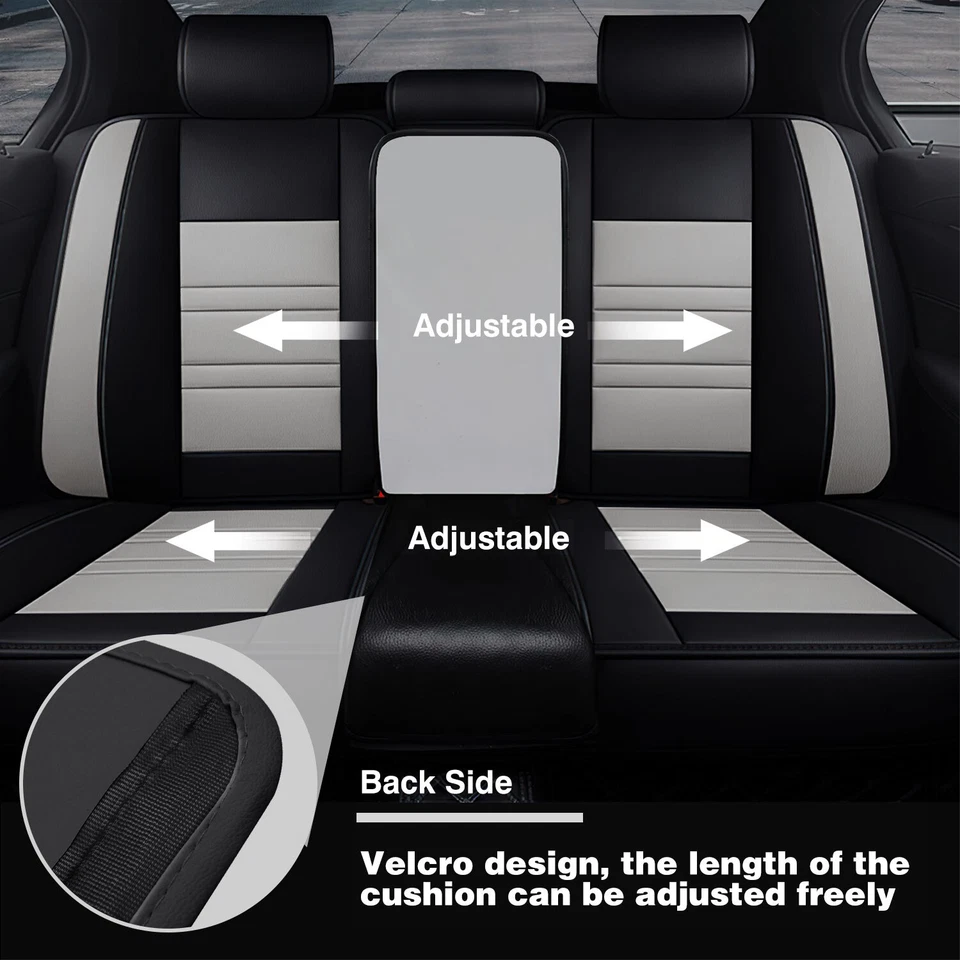 Juego completo de funda de asiento de coche de cuero para Toyota RAV4 5 asientos protector trasero delantero gris Foto 3 de 4