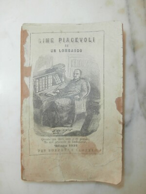 Antico Libro Pier Luigi Grossi Rime piacevoli di un lombardo 1852