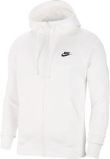 Nike Men's Sportswear Club Fleece Full Zip White Hoodie