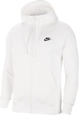 Nike Men's Sportswear Club Fleece Full Zip White Hoodie