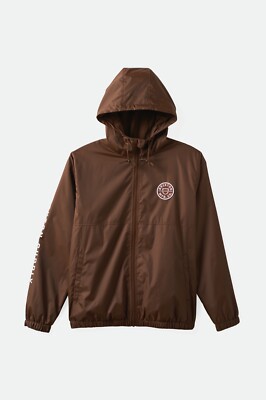 BRIXTON CLAXTON LW HOODED ZIP JACKET/ WINDBREAKER GR: M BROWN