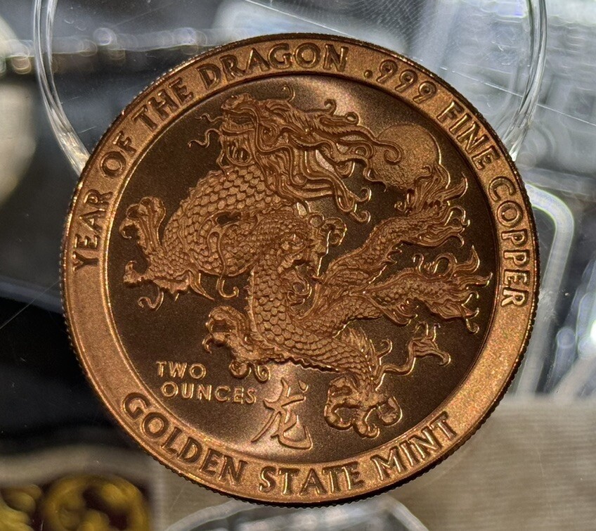 コレクション Year of the Dragon 999 Fine Copper Coin 1 oz Year of the Dragon Copper Round .999 Fine