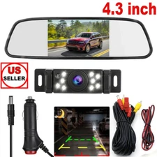 Wired Car Backup Camera Rear View System HD Night Vision + 4.3" Mirror Monitor