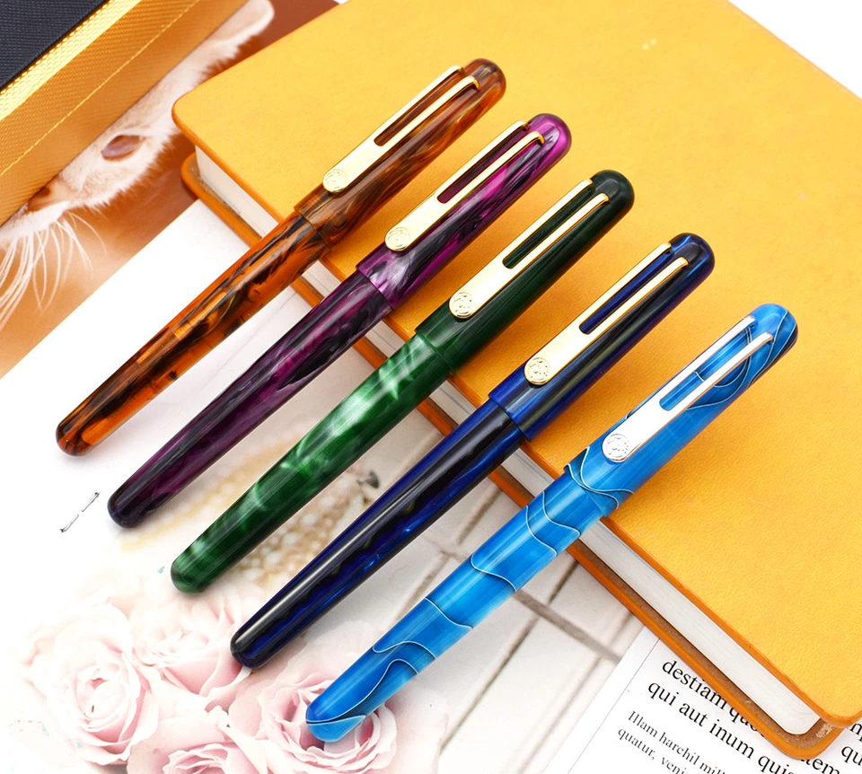 Neuer Picasso Zelluloid Füllfederhalter EtSandy Aurora PS-975 Iridium F Geschenk - Bild 3 von 4