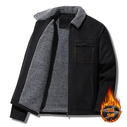 Winter Men Cargo Jacket Casual Warm Fleece Thicken Zipper Coat Streetwear - Bild 6 von 12