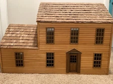 Assembled Unfinished Wooden 3 Story Dollhouse, 2 Story Addition 36x14.5x25”