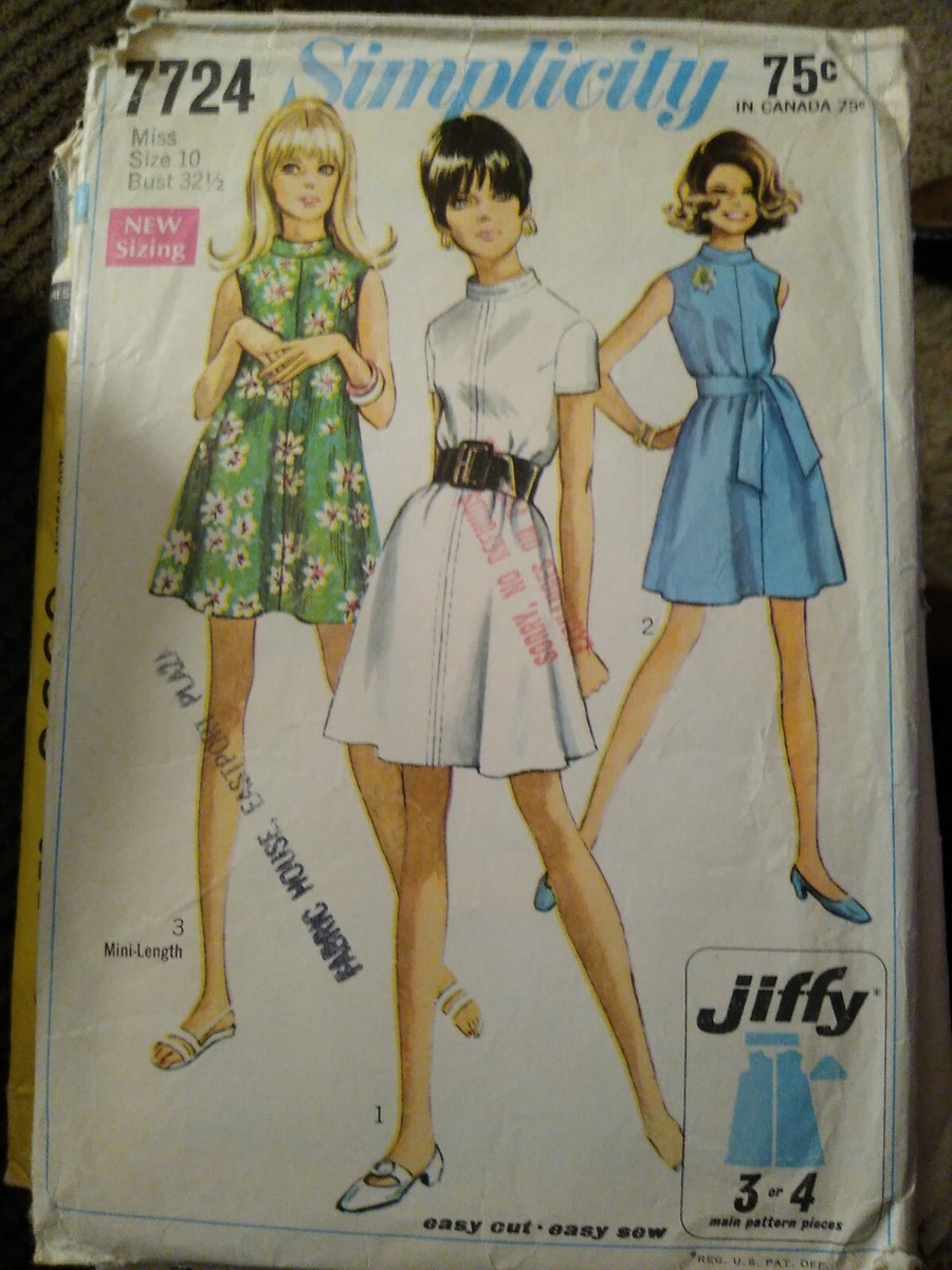 フォーマルドレス CUT Rare Vintage 1968 Simplicity 7724 Size 10 Jiffy Easy Dress