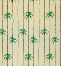 KAUFMANN Fabric Tropical Palm Trees Yellow Green Beach 3 Yards  Rare Design