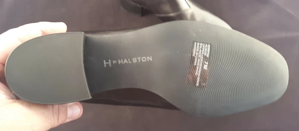 Botas al tobillo H by Halston Alison de cuero corneado para mujer 7 M negras Foto 3 de 4