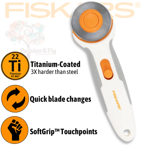 Fiskars 45mm Genuine Rotary Cutters Titanium Stick Handles, Loop Handles, Blades - Picture 27 of 28