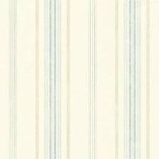 Wallpaper Designer Light Blue and Cream Faux Linen Fabric Stripe, 56 sq ft bolt