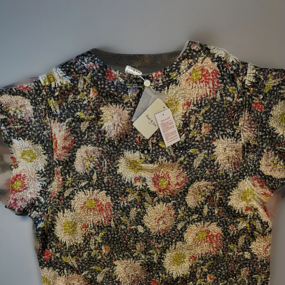 Top para mujer Paul & Joe talla 4 brillante floral metalizado botones perlados nuevo con etiquetas Foto 3 de 4