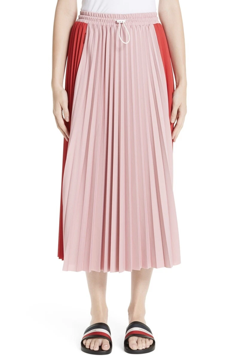 Moncler Skirt Pleated Pink Oversized OS Rare Midi Pleated AUTH eBay