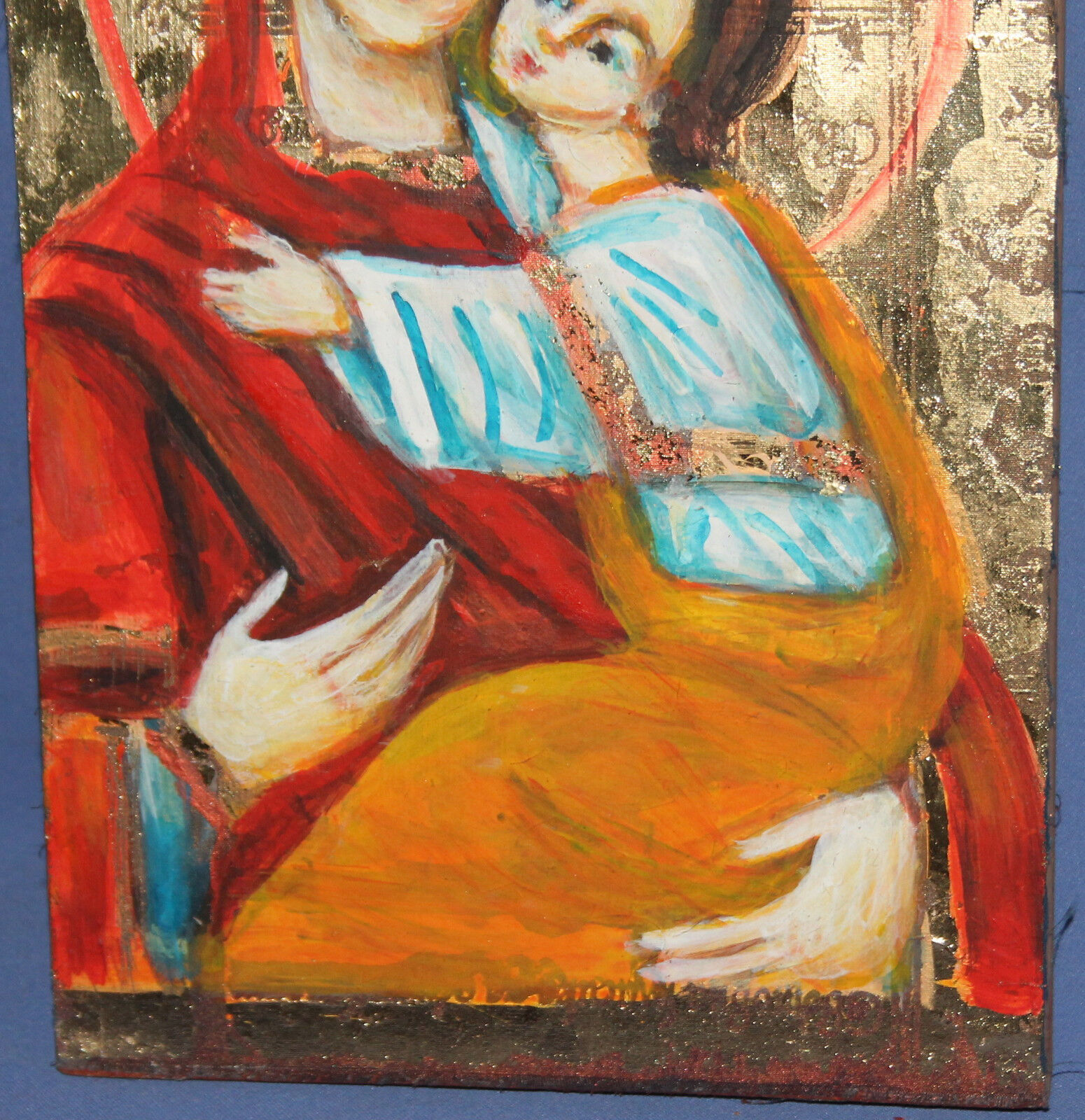 HAND PAINTED TEMPERA/WOOD ICON THE VIRGIN & CHRIST CHILD eBay