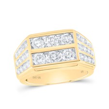 10kt Yellow Gold Mens Round Diamond Band Ring 2-7/8 Cttw