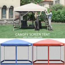 10x10ft Folding EZ Pop up Canopy Gazebo Netting Screen House Party Tent 3 Height