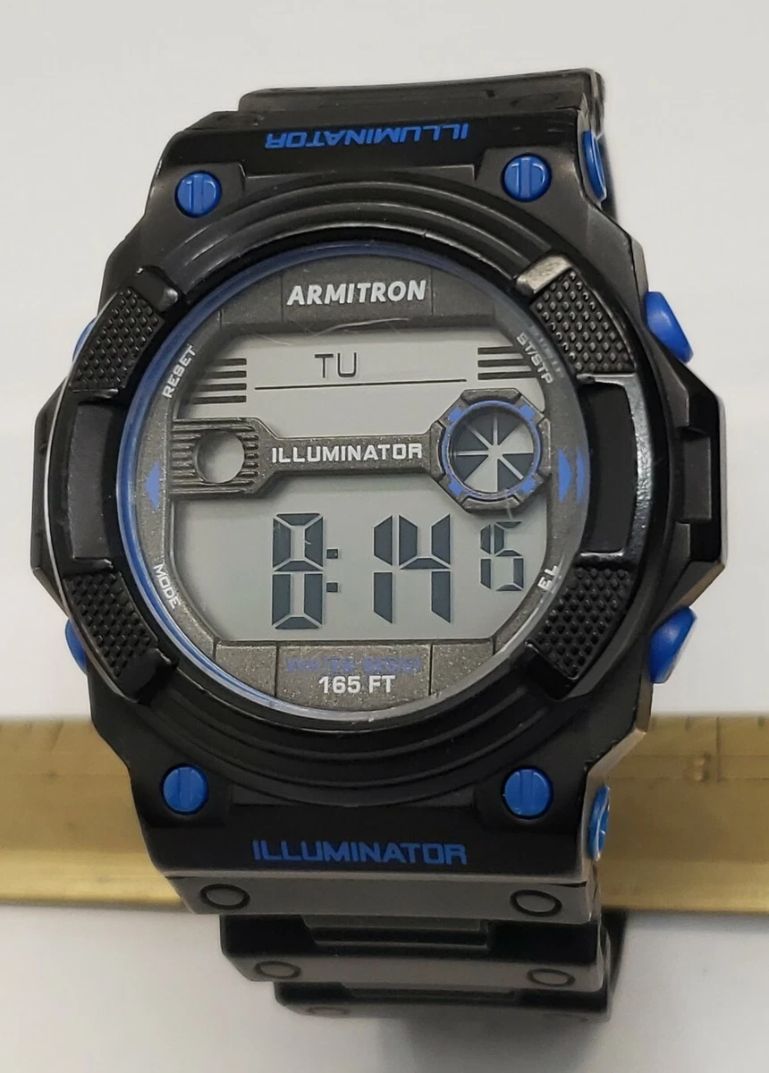 Men s Armitron Blue Black Digital Sports Watch 47mm Case New