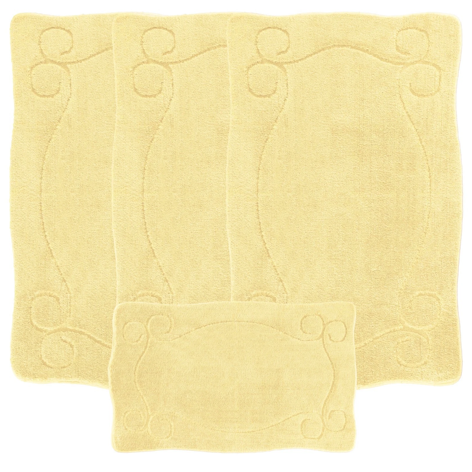 ROMANY GYPSY CARAVAN WASHABLE 4pcs SET RUGS, 25mm Thickness Microfiber Soft Mats