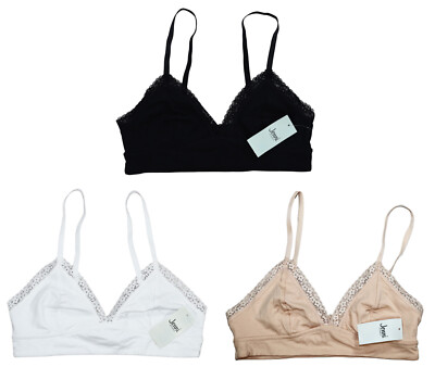 Jenni Solid Color Lace Trim Pullover Bralette w/Adjustable Shoulder Straps NWT