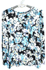 CHICO'S Women's Stretch 95 Rayon Tunic Top Long Sleeve Floral Multicolor 3 XL