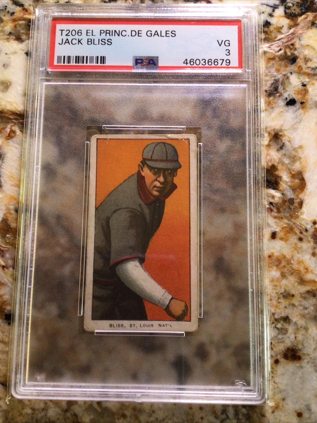 JACK BLISS 1909 T206 EL PRINCIPE DE GALES PSA 3 VG ST. LOUIS