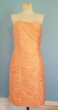 Form Fitting Dress Peach Ruched Strapless Women's Sz 8 Formal Party Club Wedding