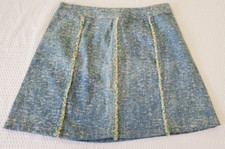NWT Loveriche Blue Fringe Skirt Size S Zipper Indigo Denim Look