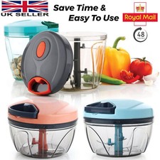 Pull Cord Pulling Food Chopper Manual Vegetable Slicer Hand Blender UK 500/900ML