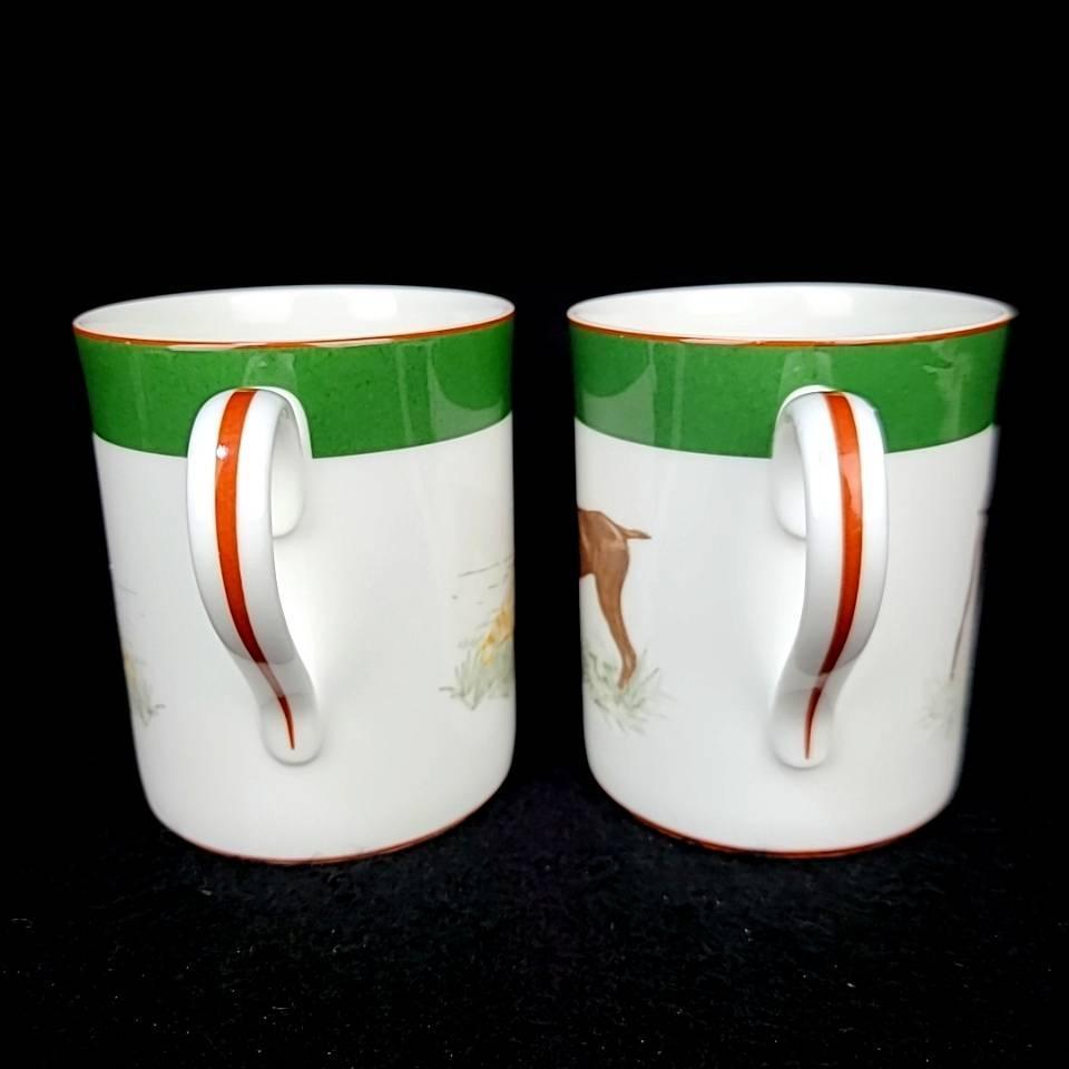 HERMES Green Ceramic Dog Mug Set of 2 Rare Discontinued 8cm HERMES Green Ceramic Dog Mug Set of 2 Rare Discontinued 8cm