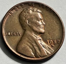 1957-D Lincoln Wheat Penny Denver Mint Vintage United States Coin BN3148