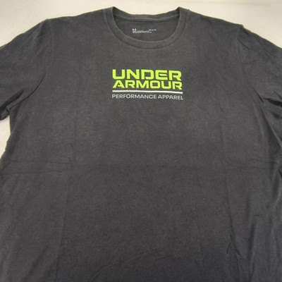 Under Armour Crew Neck Short Sleeve Casual T Shirt Mens Size Large L Black Green