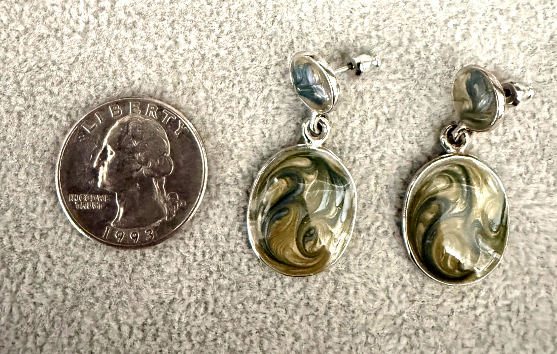 Sterling Silver Abalone Shell Drop Dangle Earring… - image 3