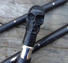 Designer Skull Handle Victorian Design Wooden Walking Cane Stick Vintage Gifts