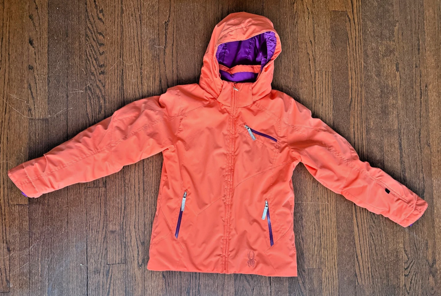 Spyder Ski Boys Girls Kids Size 14 Orange Very Warm Winter Jacket Parka Zip Hood