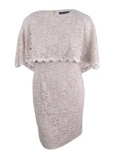 Jessica Howard Women's Glitter Lace Capelet Dress