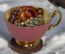 Vintage Rare Aynsley Tea Cup Fine Bone China Orchard Fruit Pink CUP ONLY England