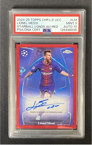 2024-25 Topps Chrome Lionel Messi Red Starball Legends Auto /5 PSA 9/10 POP 1