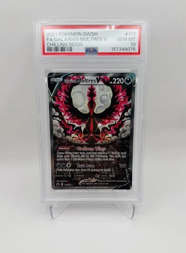 GALARIAN MOLTRES V 2021 POKEMON CHILLING REIGN FULL ART #177 PSA 10