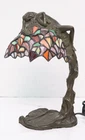 E. Thomasson Bronze & Stained Glass Art Nouveau Lamp Greek Nymph Daphne 12"
