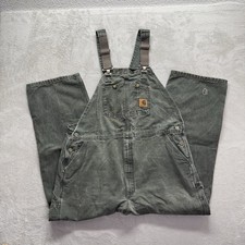 Vintage Carhartt Overalls Mens 44x30 Green Double Knee Carpenter Pants R08 MOS