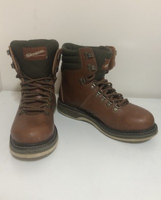 Simms Sz 9 The Freestone Boots Men's Fly Fishing Wading Brown Felt Soles New