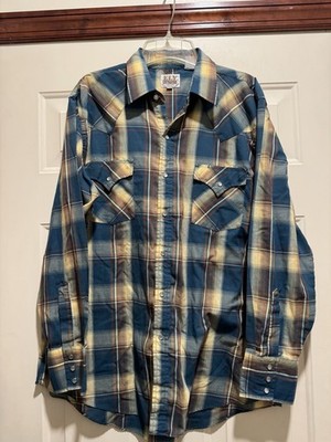 Ely Cattleman Pearl Snap Long Sleeve  Shirt Western Country Size L.  Vintage